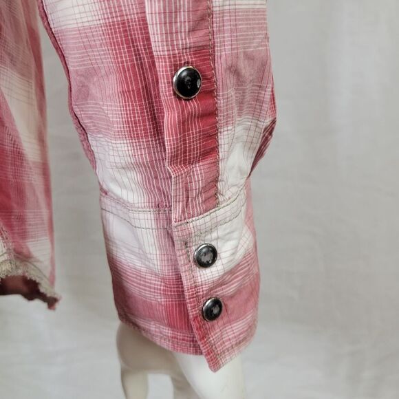 Jachs Red Plaid Long Sleeve Western Style Cotton Pearl Snap Shirt‎ Size L - Picture 7 of 12